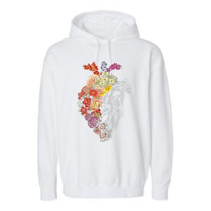 Anatomical Heart And Flowers Funny Nurse Gift For Graduation Garment-Dyed Fleece Hoodie