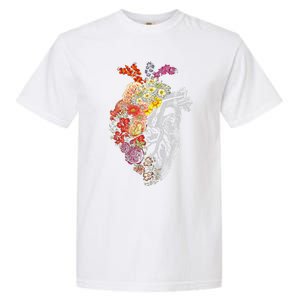 Anatomical Heart And Flowers Funny Nurse Gift For Graduation Garment-Dyed Heavyweight T-Shirt