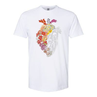 Anatomical Heart And Flowers Funny Nurse Gift For Graduation Softstyle CVC T-Shirt