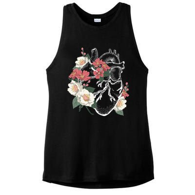 Anatomical Heart And Flowers Anatomy Heart Cute Cardiologist Gift Ladies PosiCharge Tri-Blend Wicking Tank