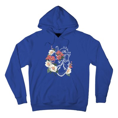 Anatomical Heart And Flowers Anatomy Heart Cute Cardiologist Gift Hoodie