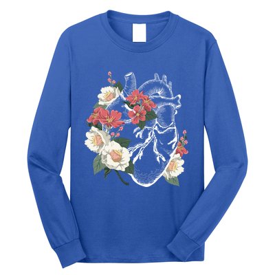 Anatomical Heart And Flowers Anatomy Heart Cute Cardiologist Gift Long Sleeve Shirt