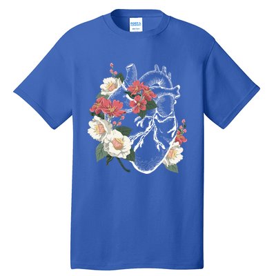 Anatomical Heart And Flowers Anatomy Heart Cute Cardiologist Gift Tall T-Shirt