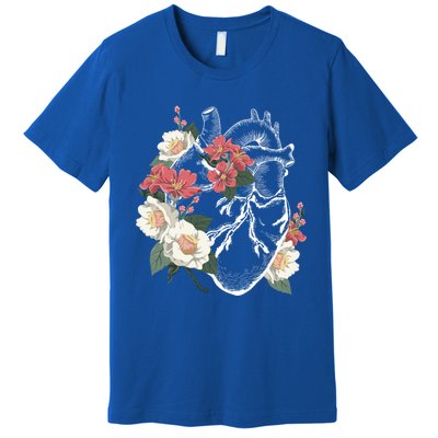 Anatomical Heart And Flowers Anatomy Heart Cute Cardiologist Gift Premium T-Shirt