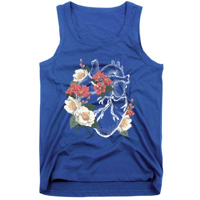 Anatomical Heart And Flowers Anatomy Heart Cute Cardiologist Gift Tank Top