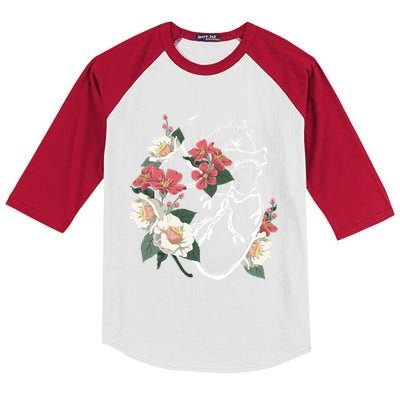 Anatomical Heart And Flowers Anatomy Heart Cute Cardiologist Gift Kids Colorblock Raglan Jersey