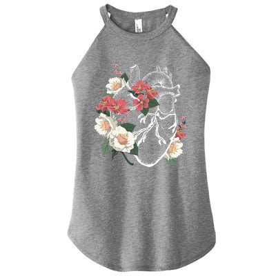 Anatomical Heart And Flowers Anatomy Heart Cute Cardiologist Gift Women’s Perfect Tri Rocker Tank