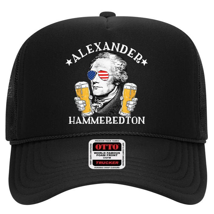 Alexander Hammeredton Alexander Hamilton Beer Drinking Party High Crown Mesh Back Trucker Hat