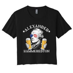 Alexander Hammeredton Alexander Hamilton Beer Drinking Party Women's Crop Top Tee