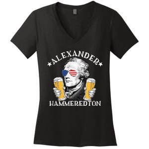 Alexander Hammeredton Alexander Hamilton Beer Drinking Party Women's V-Neck T-Shirt