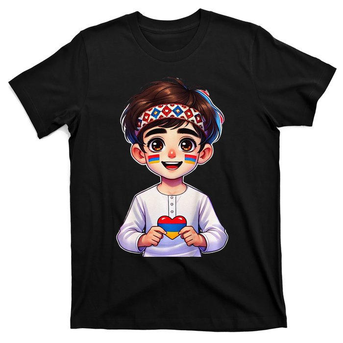 Armenian Holding Armenian Flag Colored Heart T-Shirt