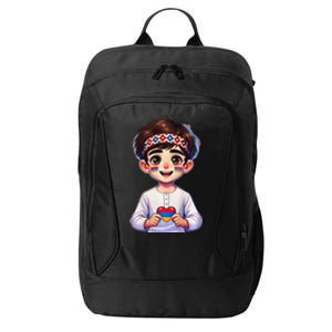 Armenian Holding Armenian Flag Colored Heart City Backpack