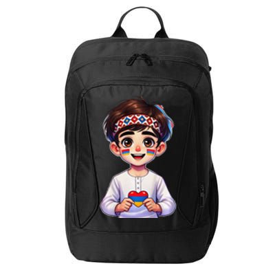 Armenian Holding Armenian Flag Colored Heart City Backpack