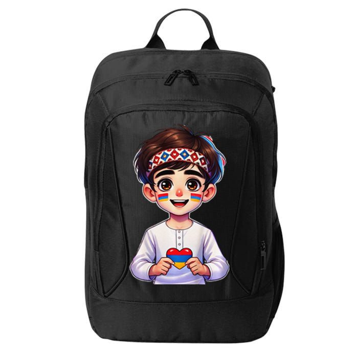 Armenian Holding Armenian Flag Colored Heart City Backpack