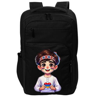 Armenian Holding Armenian Flag Colored Heart Impact Tech Backpack