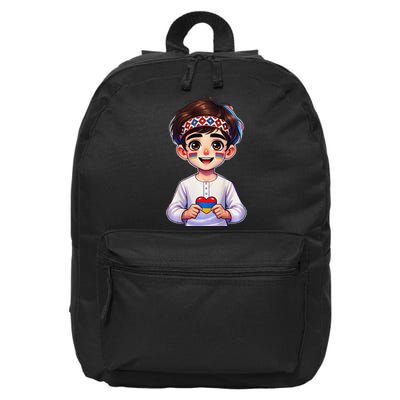 Armenian Holding Armenian Flag Colored Heart 16 in Basic Backpack