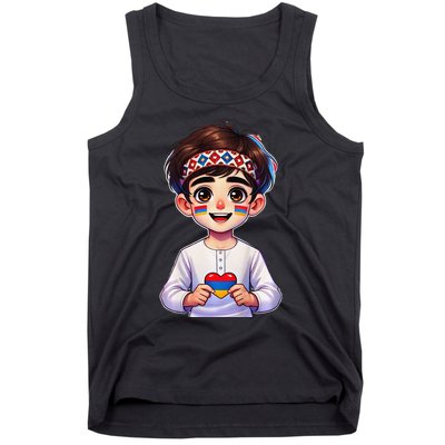 Armenian Holding Armenian Flag Colored Heart Tank Top