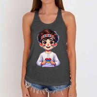 Armenian Holding Armenian Flag Colored Heart Women's Knotted Racerback Tank