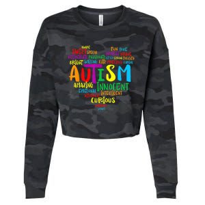 Autism Heart Autism Awareness proud Autism Mom Gifts Family Cropped Pullover Crew