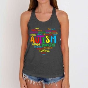 Autism Heart Autism Awareness proud Autism Mom Gifts Family Women's Knotted Racerback Tank