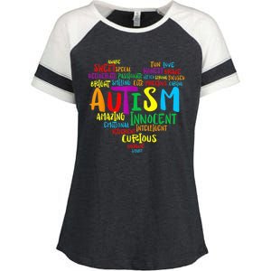 Autism Heart Autism Awareness proud Autism Mom Gifts Family Enza Ladies Jersey Colorblock Tee