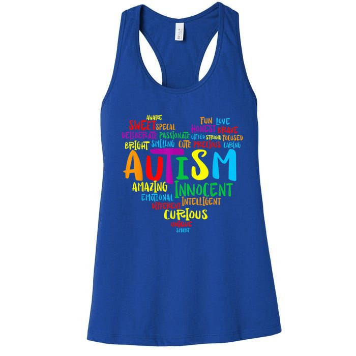 Autism Heart Autism Awareness proud Autism Mom Gifts Family Women's Racerback Tank