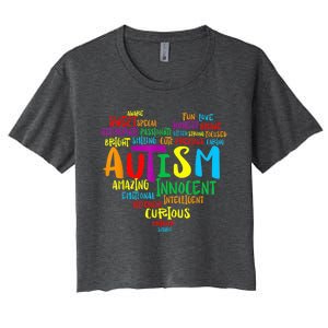 Autism Heart Autism Awareness proud Autism Mom Gifts Family Women's Crop Top Tee