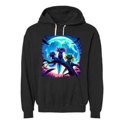 Axolotls Howl At Moon Axolotl Owner Garment-Dyed Fleece Hoodie