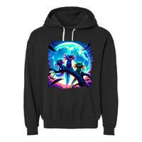 Axolotls Howl At Moon Axolotl Owner Garment-Dyed Fleece Hoodie