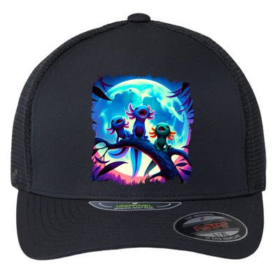 Axolotls Howl At Moon Axolotl Owner Flexfit Unipanel Trucker Cap