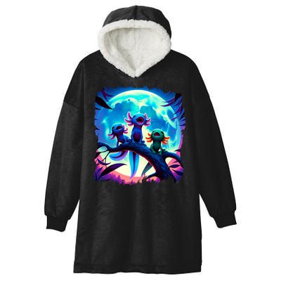 Axolotls Howl At Moon Axolotl Owner Hooded Wearable Blanket