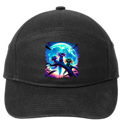 Axolotls Howl At Moon Axolotl Owner 7-Panel Snapback Hat