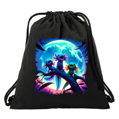 Axolotls Howl At Moon Axolotl Owner Drawstring Bag