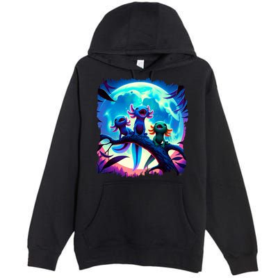 Axolotls Howl At Moon Axolotl Owner Premium Pullover Hoodie