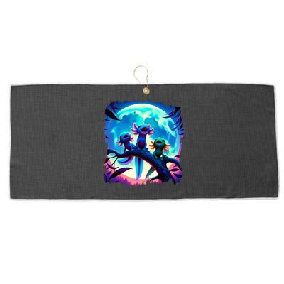 Axolotls Howl At Moon Axolotl Owner Large Microfiber Waffle Golf Towel