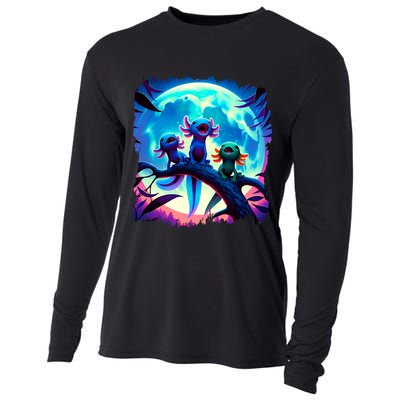Axolotls Howl At Moon Axolotl Owner Cooling Performance Long Sleeve Crew