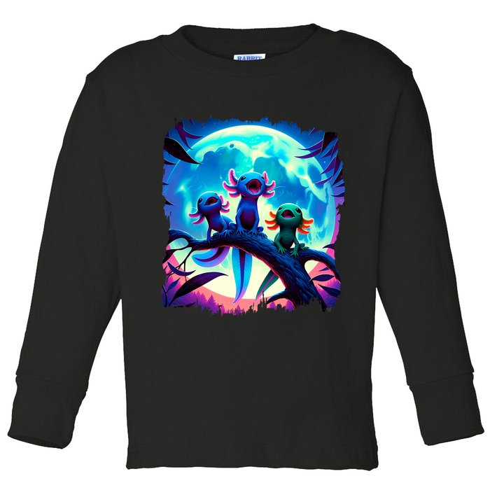Axolotls Howl At Moon Axolotl Owner Toddler Long Sleeve Shirt