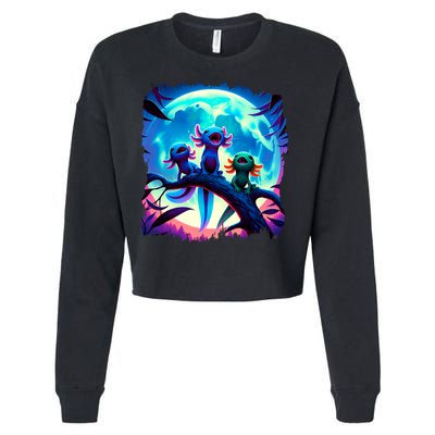 Axolotls Howl At Moon Axolotl Owner Cropped Pullover Crew