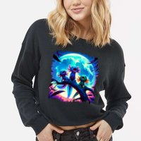 Axolotls Howl At Moon Axolotl Owner Cropped Pullover Crew