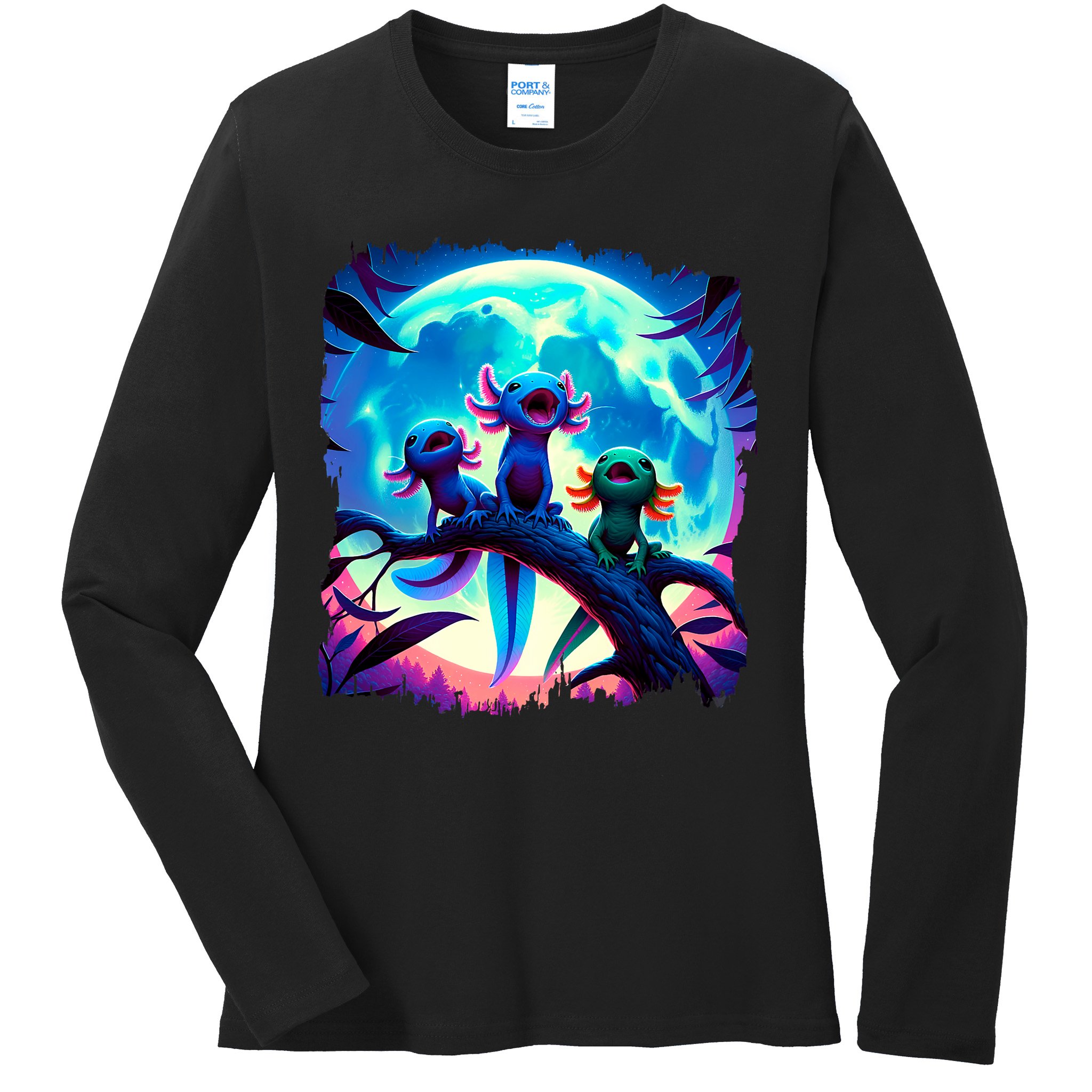 Axolotls Howl At Moon Axolotl Owner Ladies Long Sleeve Shirt