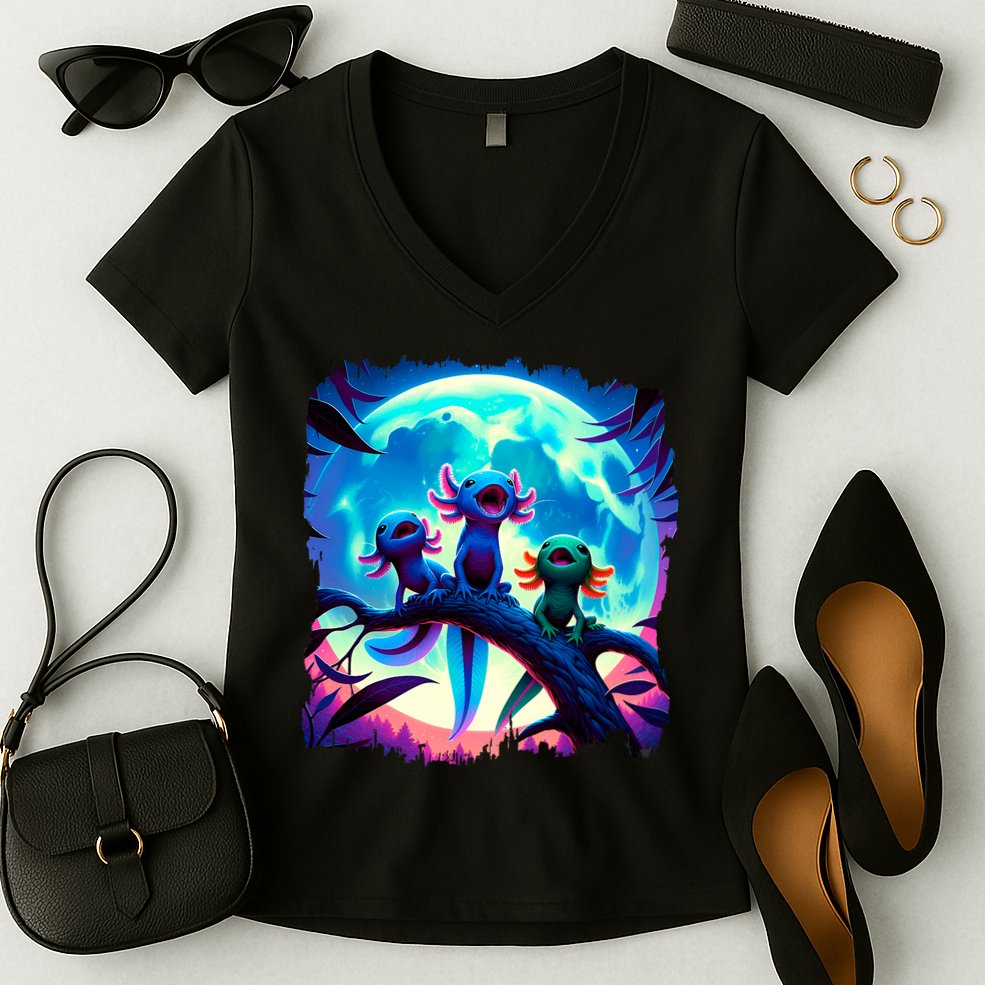 Axolotls Howl At Moon Axolotl Owner Women's V-Neck T-Shirt