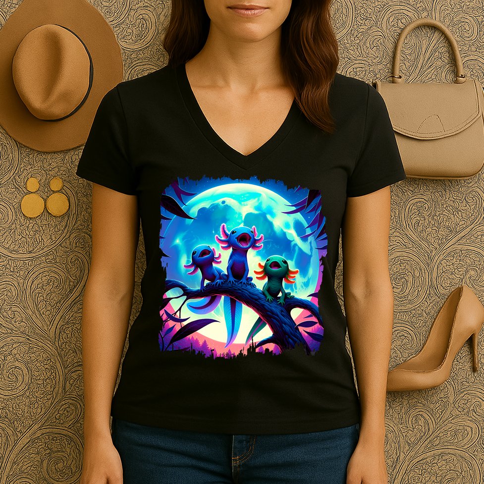Axolotls Howl At Moon Axolotl Owner Women's V-Neck T-Shirt