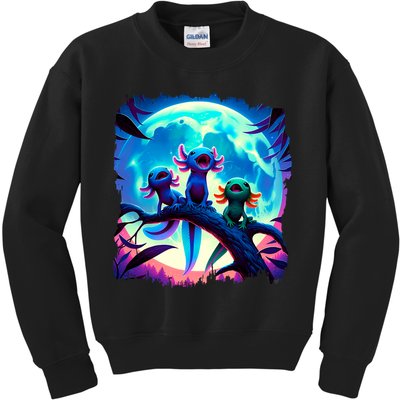 Axolotls Howl At Moon Axolotl Owner Kids Sweatshirt