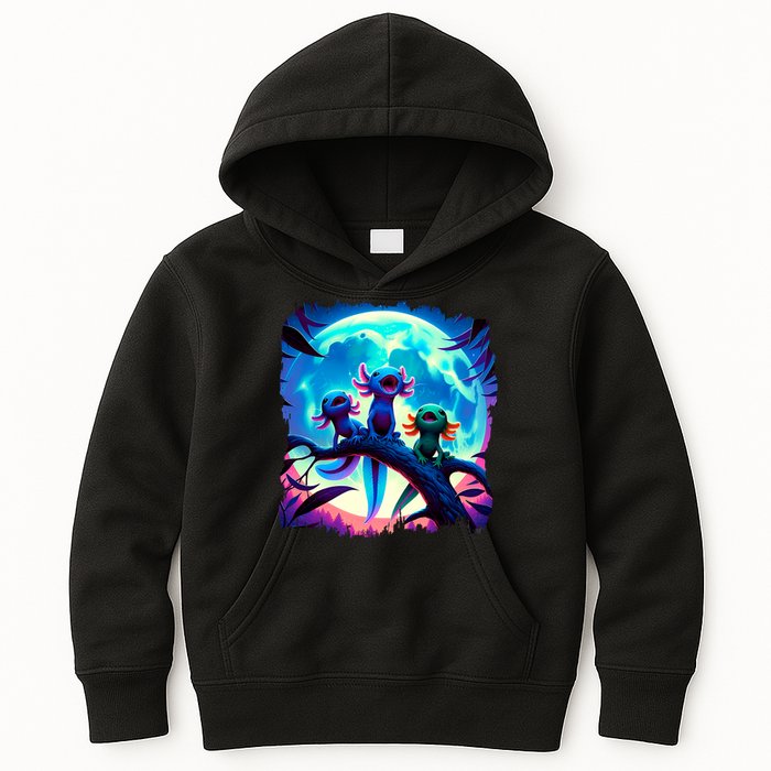 Axolotls Howl At Moon Axolotl Owner Kids Hoodie
