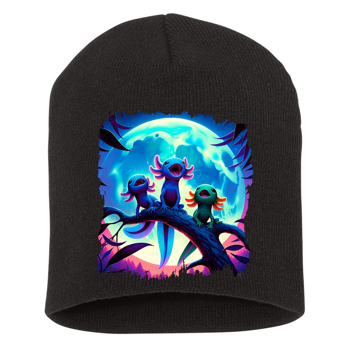 Axolotls Howl At Moon Axolotl Owner Short Acrylic Beanie
