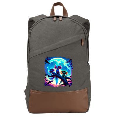 Axolotls Howl At Moon Axolotl Owner Cotton Canvas Backpack