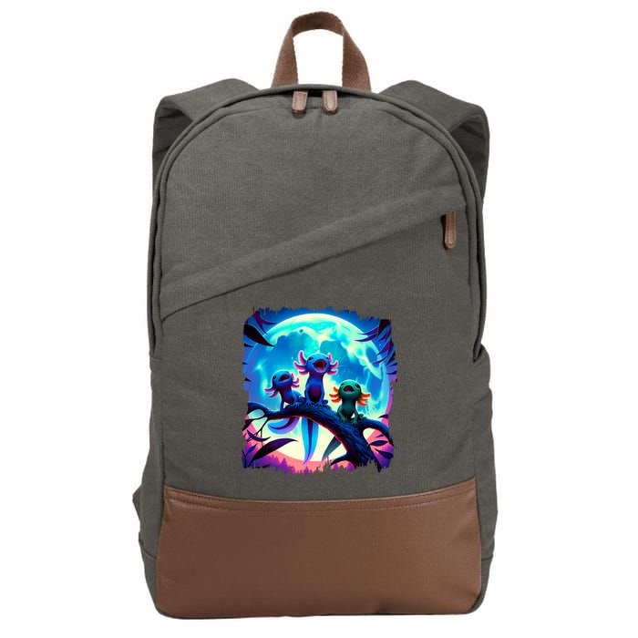 Axolotls Howl At Moon Axolotl Owner Cotton Canvas Backpack