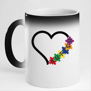 Autism Heart 11oz Black Color Changing Mug