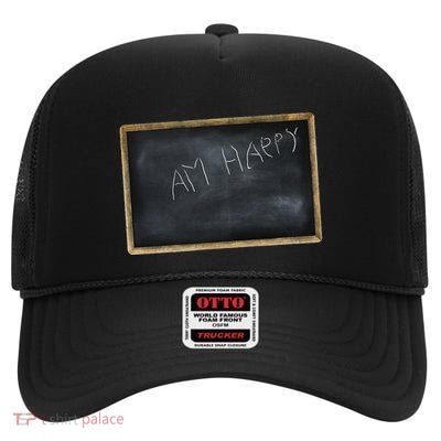 Am Happy High Crown Mesh Back Trucker Hat