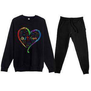 Autism Heart Autism Awareness proud Autism Mom Gifts Family Premium Crewneck Sweatsuit Set